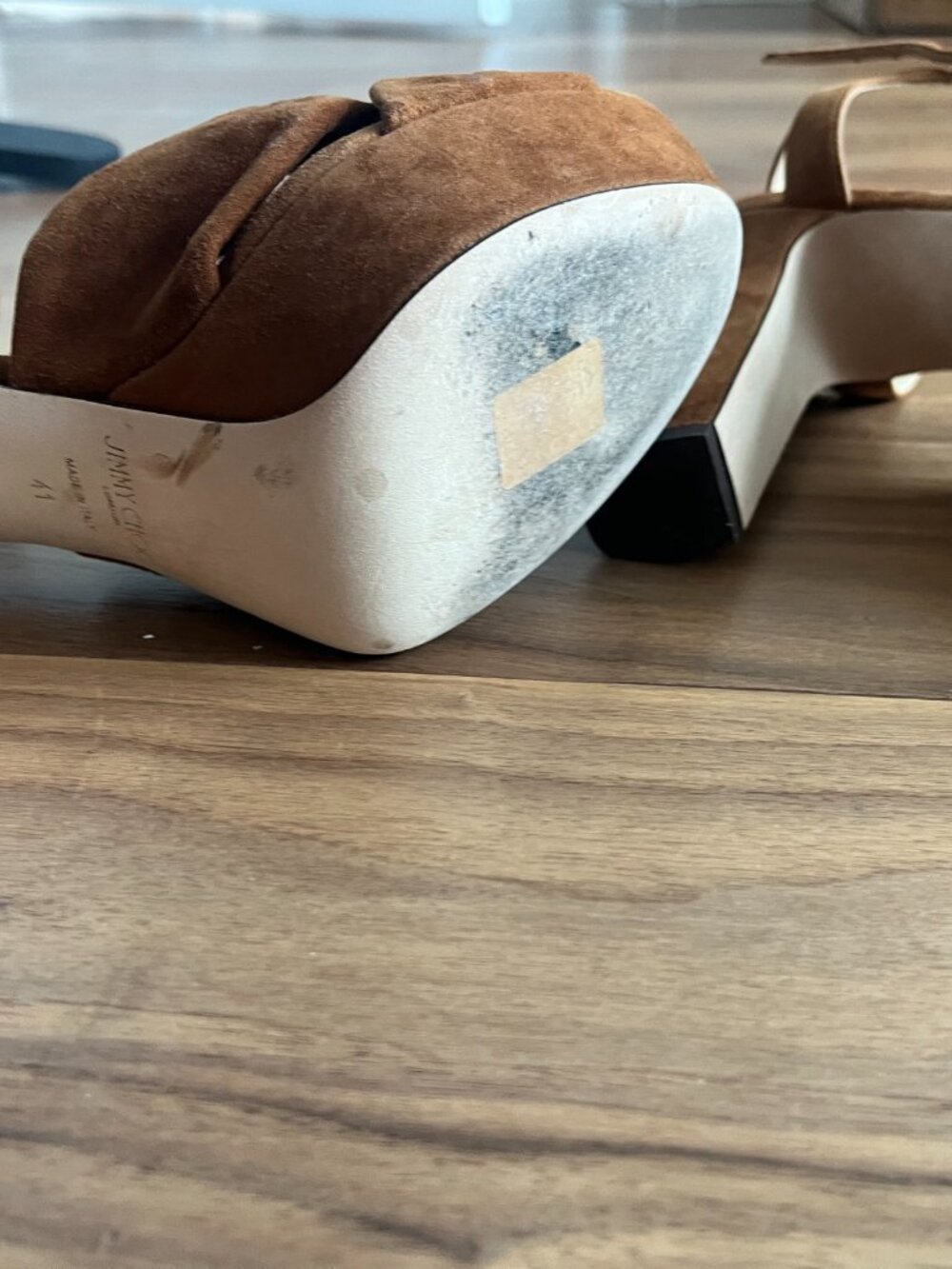 Jimmy Choo Heloise 120 Knotted Suede Platform Sandals - Picture 10 of 10